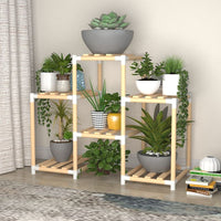 Multi-Tier Wooden Plant Stand for Indoor and Balcony Use