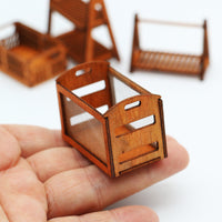 Dollhouse Miniature Hollow Wooden Frame Iron Mesh Storage Box Model Accessory