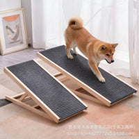 Foldable Solid Wood Pet Stairs Ramp for Dogs and Cats, Non-Slip Portable Pet Ladder