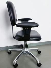 Anti-Static PU Leather Lab Chair with Armrests, Adjustable Height, Swivel Casters or Fixed Glides