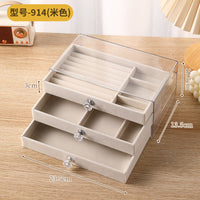 3-Layer Flannel Lined Acrylic Jewelry Box for Earrings Rings Necklaces Anti-Oxidation Storage