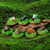Natural Crystal Raw Stone Twelve Constellations Log Ornament for Desktop Micro Landscape Moss Decor
