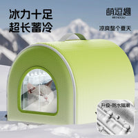 Cat Cooling Igloo Bed for Summer with Ice Crystal Packs