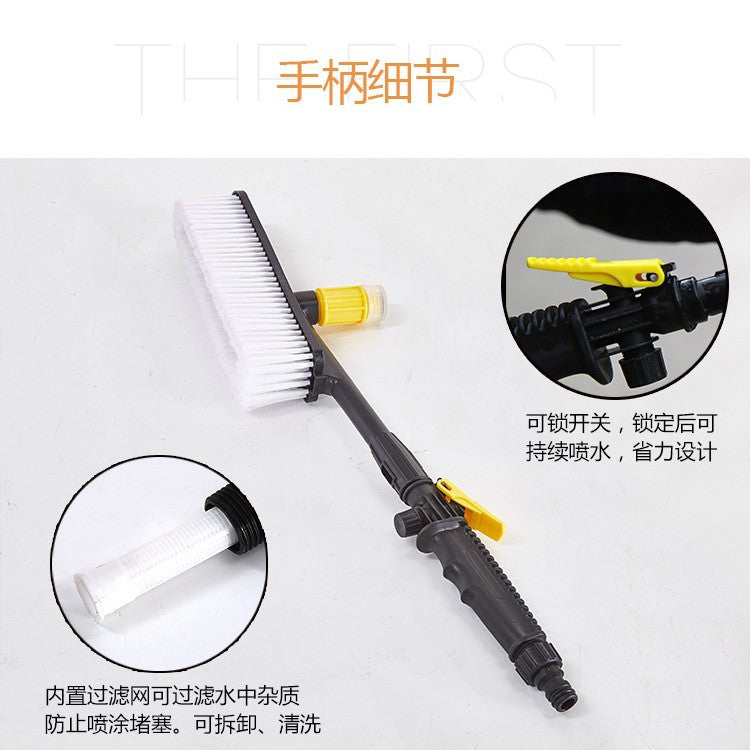 Car Wash Brush with Soap Dispenser and Long Handle, Soft Bristle Wheel and Tire Cleaning Brush