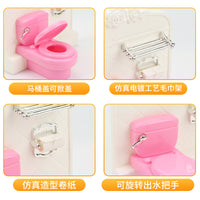 Kids' Pretend Play Miniature Toilet Toy for Dollhouse Bathroom Furniture