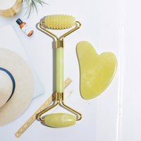 Jade Roller and Gua Sha Set for Face and Body Massage