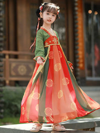 Girls' Hanfu Dress Chinese Style Tang Suit for Performance and Dance