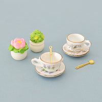 Dollhouse Miniature Ceramic Vase & Teacup Set, DIY Decor Accessories for Doll House Scenes