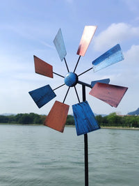 American Style Iron Windmill Weather Vane for Garden & Yard Decor