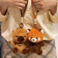 Cute Animal Plush Keychain Pendant for Bags and Keys - Panda, Elephant, Rabbit, Capybara, Raccoon