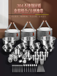 Islands Wonder 304 Stainless Steel Portable Outdoor Dinnerware Set for Camping & Picnic