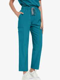 Unisex V-Neck Scrub Set with Short Sleeves and Straight Leg Pants