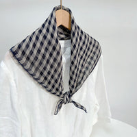 Japanese Retro Plaid Square Scarf for Women - Versatile Neck Accessory