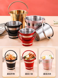 Thickened Stainless Steel Ice Bucket with Handle for Champagne, Wine, and Beer