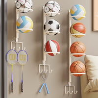Wall-Mounted Sports Ball Storage Rack - No-Drill Organizer for Basketball, Football, Volleyball, Badminton