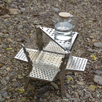 Outdoor Camping Fire Pit Stainless Steel Portable Folding Bonfire Stand with Microcrystalline Glass