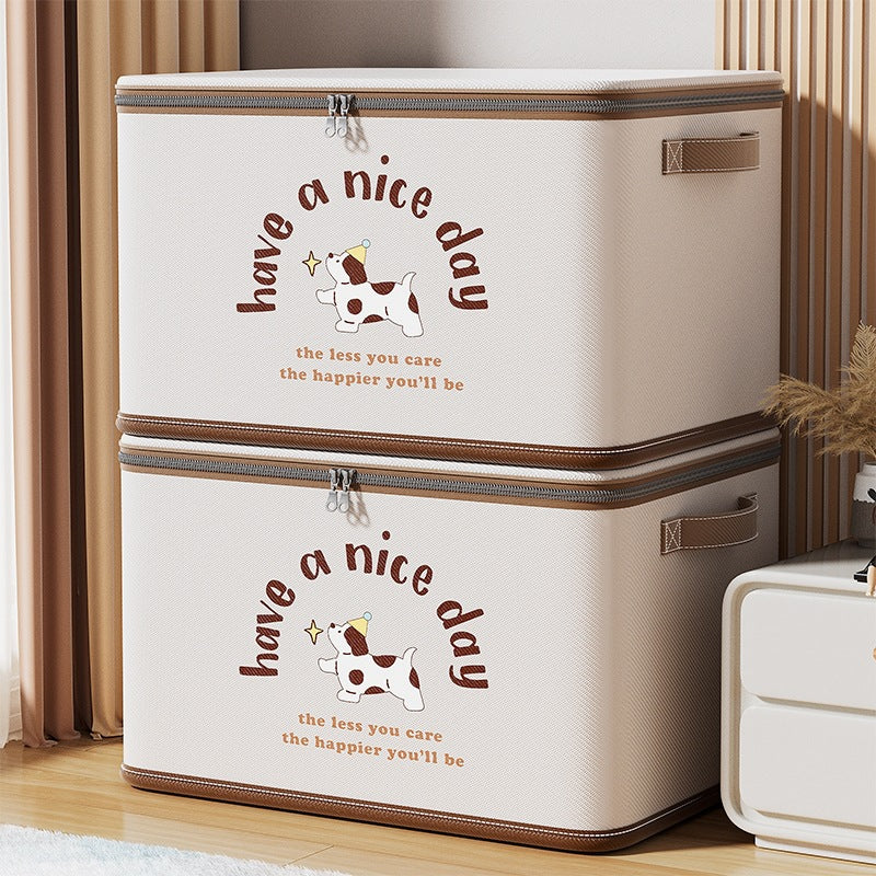 Foldable Fabric Storage Box with Lid for Clothes and Wardrobe Organization