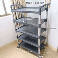 Multi-Layer Plastic Dining Cart with Wheels and Dust Cover for Kitchen Restaurant