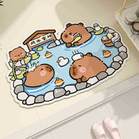Capybara Diatomaceous Earth Bath Mat Super Absorbent Non-Slip Bathroom Floor Mat