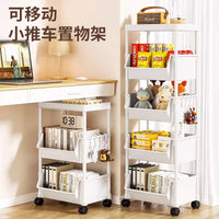 Mobile 4-Tier Bookshelf with Wheels, Kids' Toy Storage & Reading Cart