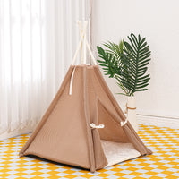 Breathable Wooden Pet Tent House for Cats and Small Dogs