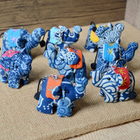 Handmade Tie-Dye Elephant Keychain from Yunnan Xishuangbanna, Thai Style Fabric Elephant Charm