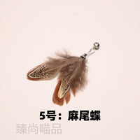 Interactive Retractable Cat Wand Toy with Feather and Insect Refills for Indoor Cats