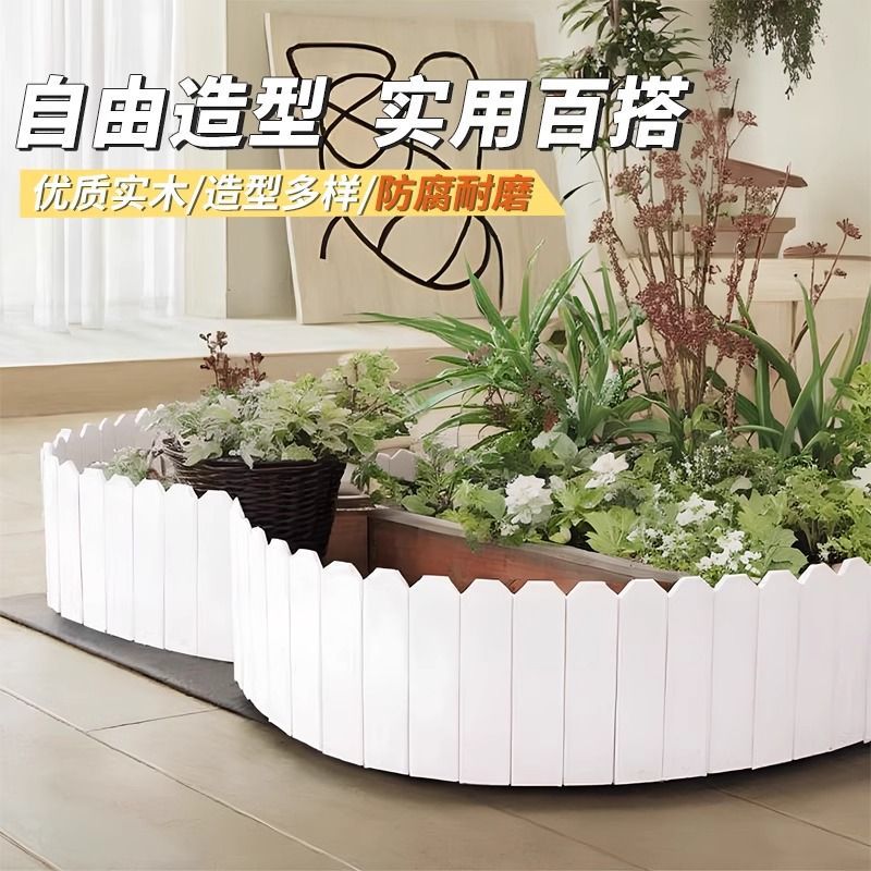 Carbonized Wood Garden Fence Border for Outdoor Yard, Patio, Balcony and Indoor Decorative Use