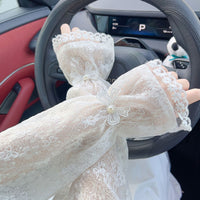 CHUNYU Women's Loose Lace Sun Protection Arm Sleeves for Outdoor Driving Cycling