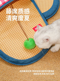 ZEZE Pet Cooling Mat Rattan Weave Slipper Bed for Cats and Dogs