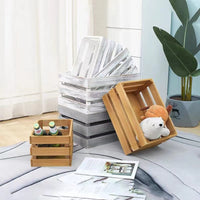 Wooden Storage Box with Handles, Large Capacity Rectangular Organizer for Home and Supermarket