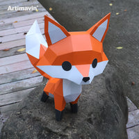 Cute Fox 3D Paper Model Kit - DIY Puzzle Craft Decoration