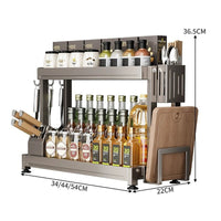Kitchen Spice Rack Countertop Organizer, Freestanding Seasoning Storage Shelf with Hooks