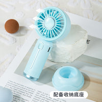 Portable USB Rechargeable Mini Handheld Desk Fan with Base