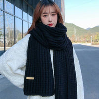 Korean Style Solid Color Knitted Scarf for Women, Warm and Fashionable