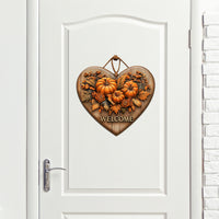Thanksgiving Wooden Heart Pumpkin English Slogan Wall Decal