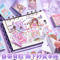 Kabaxiong Dress-Up Sticker Book for Girls, Cartoon Princess Mini Portable Journal Decoration