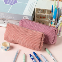 2024 New Retro Corduroy Solid Color Pencil Case for High School Students