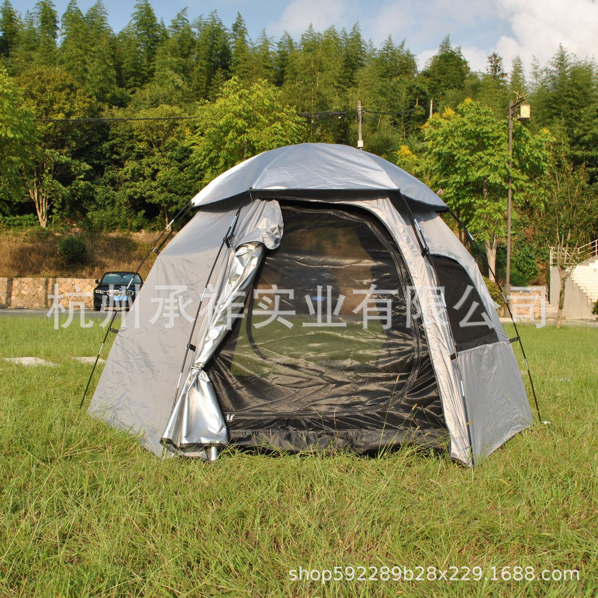 3-in-1 Waterproof UV Protection Double-Layer Hexagonal Tent for 6 Person Outdoor Camping