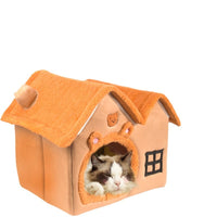 Enclosed Pet House Bed for Cats and Small Dogs, Warm and Washable