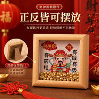 God of Wealth Photo Frame with Ingots for Chinese New Year Decoration