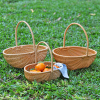Handwoven Watermelon Basket Wicker Picnic Shopping Basket Fruit Picking Hamper