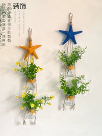 Nordic Style Wall-Mounted Planter Vase with Starfish Decor for Living Room Bedroom