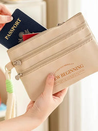 Portable Multi-layer Document Holder with Handle, Travel Passport and Card Organizer