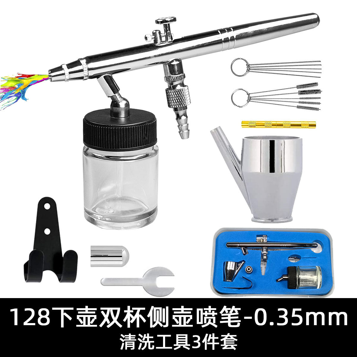 Gravity Dual-Action Airbrush Kit with 22ml Cups for Tattoo, Model Painting, and Furniture Repair