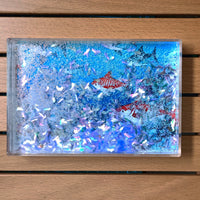 Acrylic Quicksand Photo Frame with Feather and Sequin Embellishments, 3-inch to 6-inch Creative Desktop Display