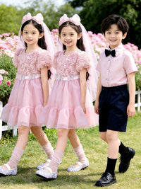 Kids' British Style Choir Performance Uniforms and School Sports Day Outfits