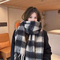 Korean Style Plaid Scarf Winter Warm Thickened Imitation Cashmere