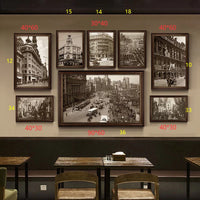 Old Shanghai Street Scene Black and White Wall Art for Restaurants and Home Decor