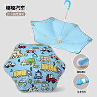 Kids' Cartoon Safety Umbrella with Rounded Edges and Rolling Wheels for School